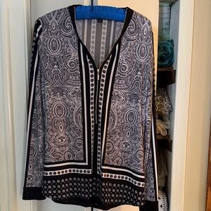 INC International Concepts Black and White Paisley Blouse